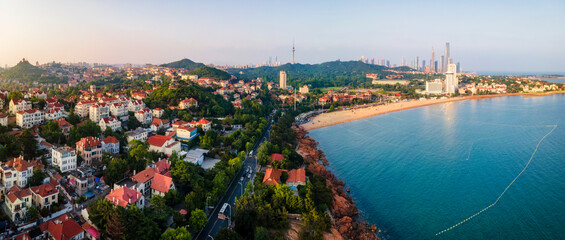 Poster - Aerial photography of the beautiful coastal city Qingdao