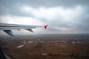 Wall Mural - view through window of aircraft during flight