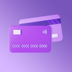 3D credit cards illustration. Contactless payment. Online payment concept. 3D rendering.