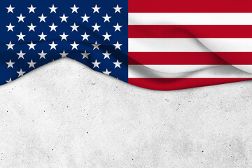 American flag on concrete background