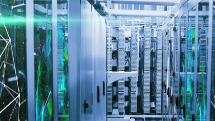 Poster - Animation of glowing lights over server room