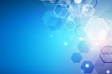 Poster - Modern futuristic background of the scientific hexagonal pattern. Virtual abstract background with particle, molecule structure for medical, technology, chemistry, science. Social network vector