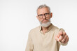 © InsideCreativeHouse - Sad offended disappointed caucasian mature middle-aged man wearing glasses blaming shaming you in camera, feeling negative emotions isolated in white background