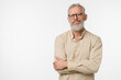 © InsideCreativeHouse - Sad offended disappointed caucasian mature middle-aged man in beige shirt and glasses feeling depression guilt negative emotions isolated in white background