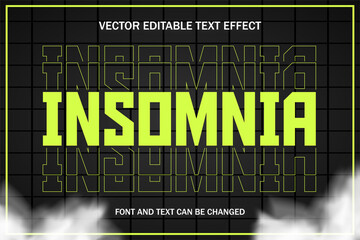 insomnia font typography 3d editable text effect style lettering template streetwear style background wallpaper banner poster flyer	
