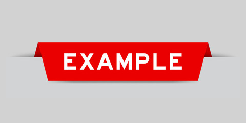 Wall Mural - red color inserted label with word example on gray background
