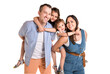 © Louis-Paul Photo - family with his two daughter girl on studio white background