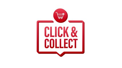 Aufkleber - Megaphone click and collect banner. Flat style. Website Motion graphics icon. Motion graphics 4k