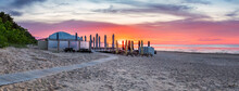 Colorful Sunrise On Sandy Beach Of The Baltic Sea