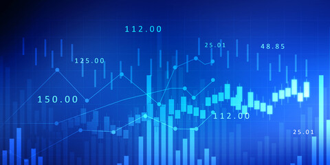 Poster - 2d rendering Stock market online business concept. business Graph 