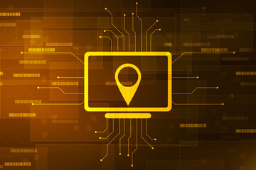 2d  rendering travel and navigation planning, concept with laptop