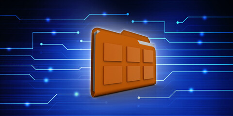 Poster - 3d rendering folder with documents
