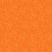 Indian Seamless Floral Pattern Flowers On Orange Background. Print, Vector Illustration