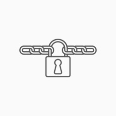 Wall Mural - chain with lock icon, lock vector, chain illustration