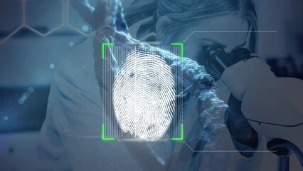 Poster - Animation of science data processing over female caucasian scientist