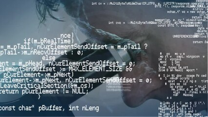 Poster - Animation of science data processing over male caucasian scientist