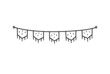 Cute festive bunting for a party isolated on white background. Vector hand-drawn illustration in doodle style. Perfect for holiday designs, cards, decorations, logo.