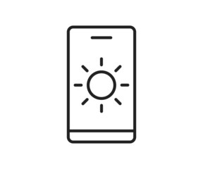 Poster - Sunny weather forecast on phone icon. High quality black vector illustration..