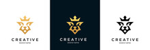 Lion Luxury Logo Icon Template, Elegant Lion Logo Design Illustration, Lion Head With Crown Logo, Lion Elegant Symbol