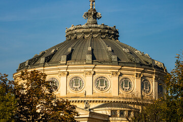 Wall Mural - Detail view over the Romanian Athenaeum or Ateneul Roman, in the center of Bucharest capital of Romania