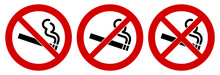 Smoking Cigarette Icon In Red Crossed Circle, Doublecrossed Sign As Well