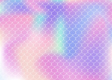 Gradient Scale Background With Holographic Mermaid.