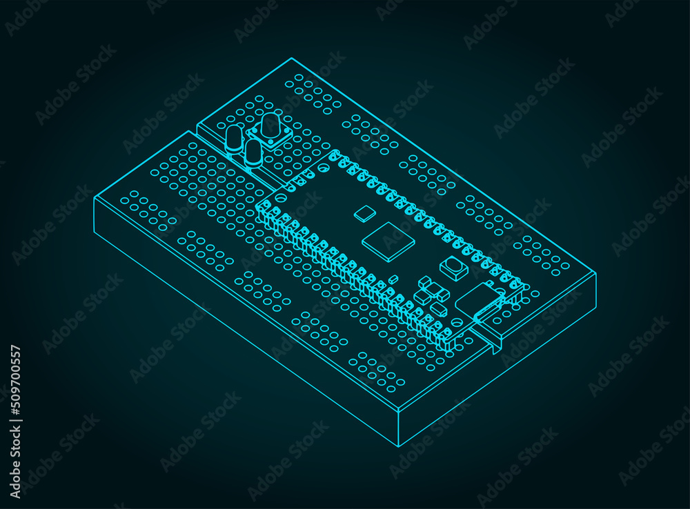 Breadboard and microcontroller Stock Vector | Adobe Stock