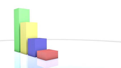 Poster - Graph columns. Financial report. Business. 3D rendering.