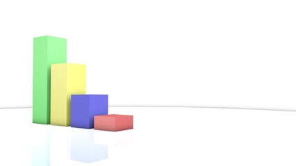 Poster - Graph columns. Financial report. Business. 3D rendering.