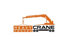 Mobile Crane Logo Heavy Equipment Excavator Construction Hoist Lifting Truck Design 