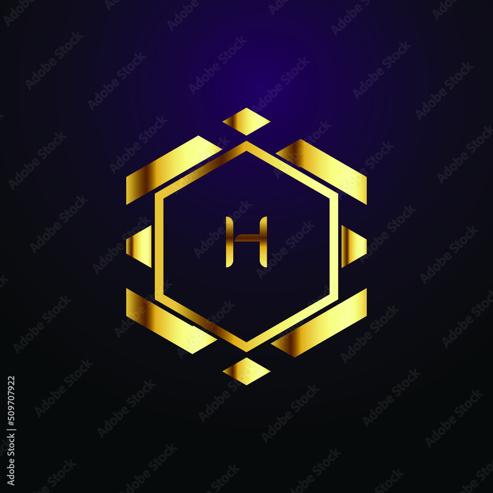 Premium luxury Vector elegant gold and font Letter H Template for ...