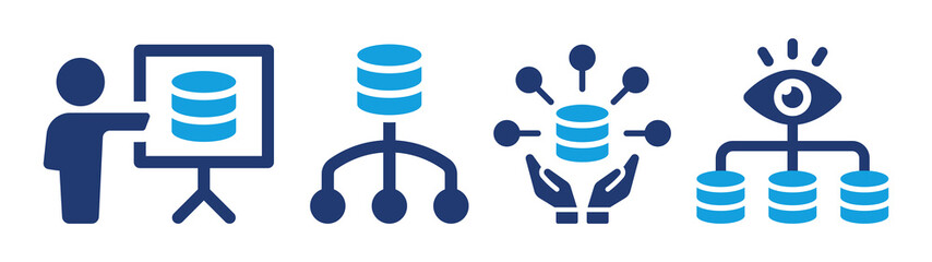 Poster - Data management vector icon concept. Database storage server set symbol.