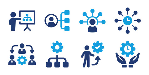Aufkleber - project management icon vector set. development and productivity symbol collection.