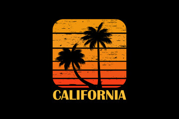 Poster - California retro vintage landscape design