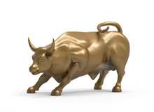 Charging Bull Statue. Charging Bull Is A Bronze Sculpture That Stands In Bowling Green In The Financial District. 3D Illustration
