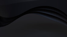 Black 3D Undulating Lines Arranged To Create A Dark Abstract Background. 3D Render With Copy-space.  