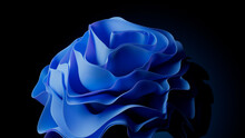 Undulating Blue Surfaces. Elegant Abstract Bloom Background. 3D Render.