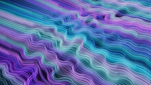 Lilac, Turquoise And Blue Colored Streaks Form Abstract Swoosh Background. 3D Render.