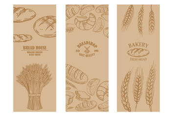 Wall Mural - Bakery flyer template. Design element for package, banner, flyer, card. Vector illustration