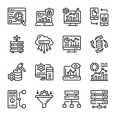 Poster - Collection of Big Data Line Icons 