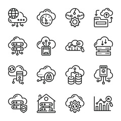 Poster - Trendy Cloud Data Line Icons