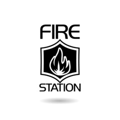 Wall Mural - Fire station logo with shadow