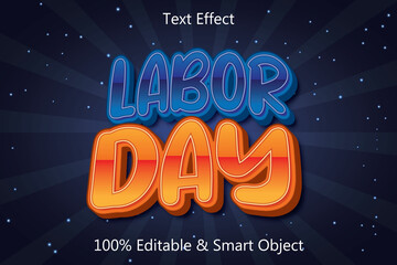 labor day editable text effect 3 dimension emboss modern style