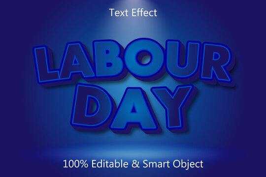 Labor Day Text Effect 3D Emboss Modern Style