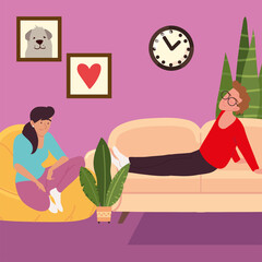 Wall Mural - relaxed couple on sofa