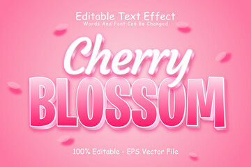 Sticker - Cherry Blossom Editable Text Effect 3 Dimension Emboss Modern Style