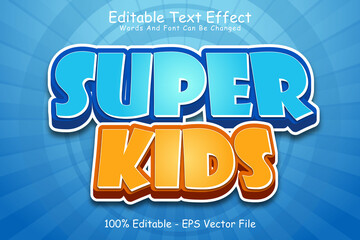 Wall Mural - Super Kids Editable Text Effect 3 Dimension Emboss Cartoon Style