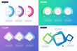 Abstract vector gradient minimalistic infographic templates composed of 3 shapes