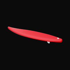 Wall Mural - 3D Style Red Surfboard Element Over Black Background.