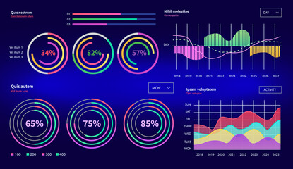 Poster - infographic chart vector template. annual statistics curve graph design. market data diagrams. graph
